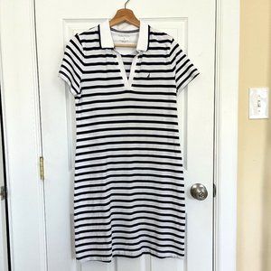 Nautica Polo Dress in Black & White Stripes. Short Sleeve knit. Size Small